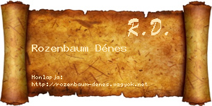 Rozenbaum Dénes névjegykártya